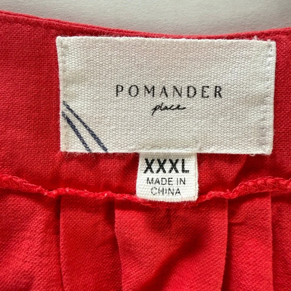 Pomander Place Red Split Neck Flutter Sleeve Shift Dress Pockets Size XXXL